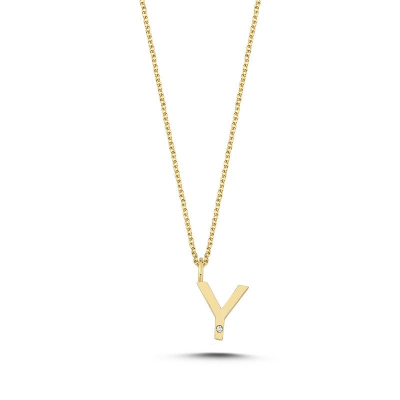 Buchstabenanhänger in 14 kt Gold mit 0,005 ct. 9,5 mm