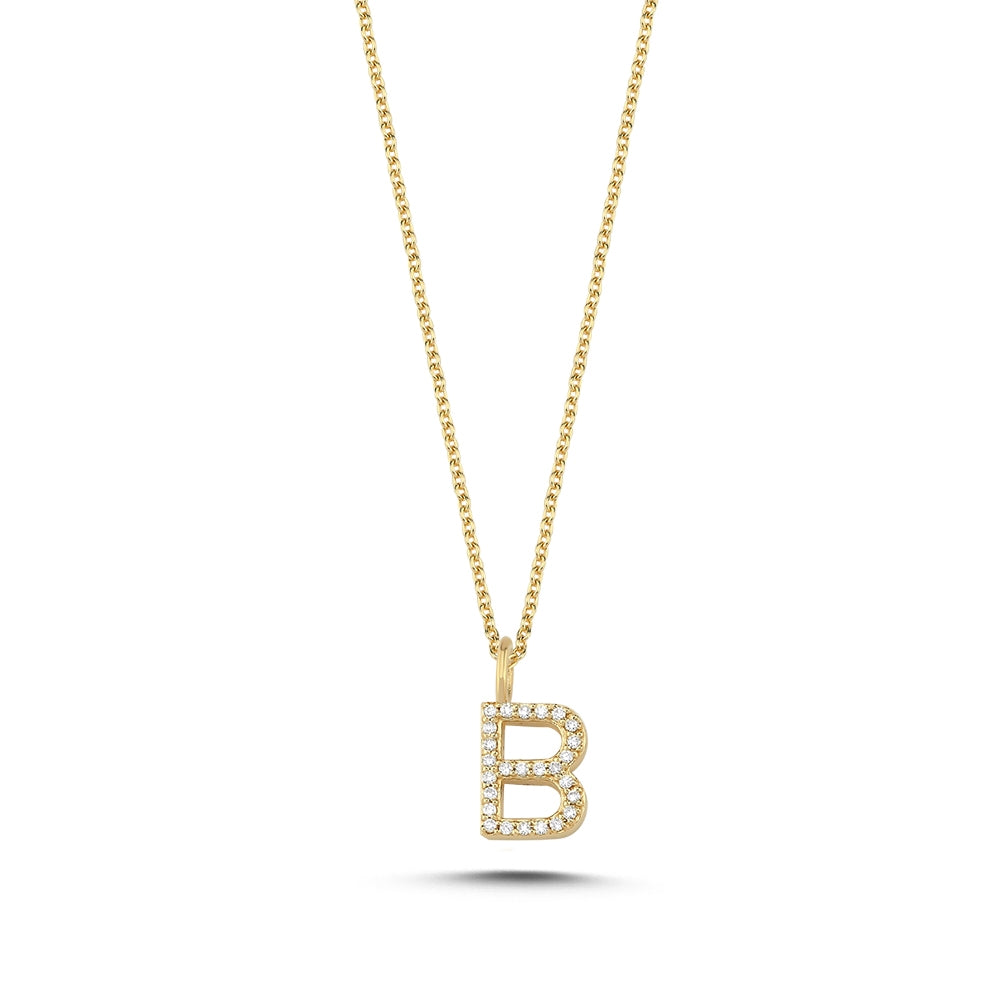 Buchstabenanhänger in 14 kt Gold mit insgesamt 0,035 - 0,115ct - 9,5 mm