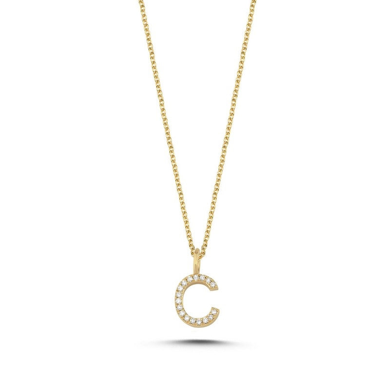 Buchstabenanhänger in 14 kt Gold mit insgesamt 0,035 - 0,115ct - 9,5 mm