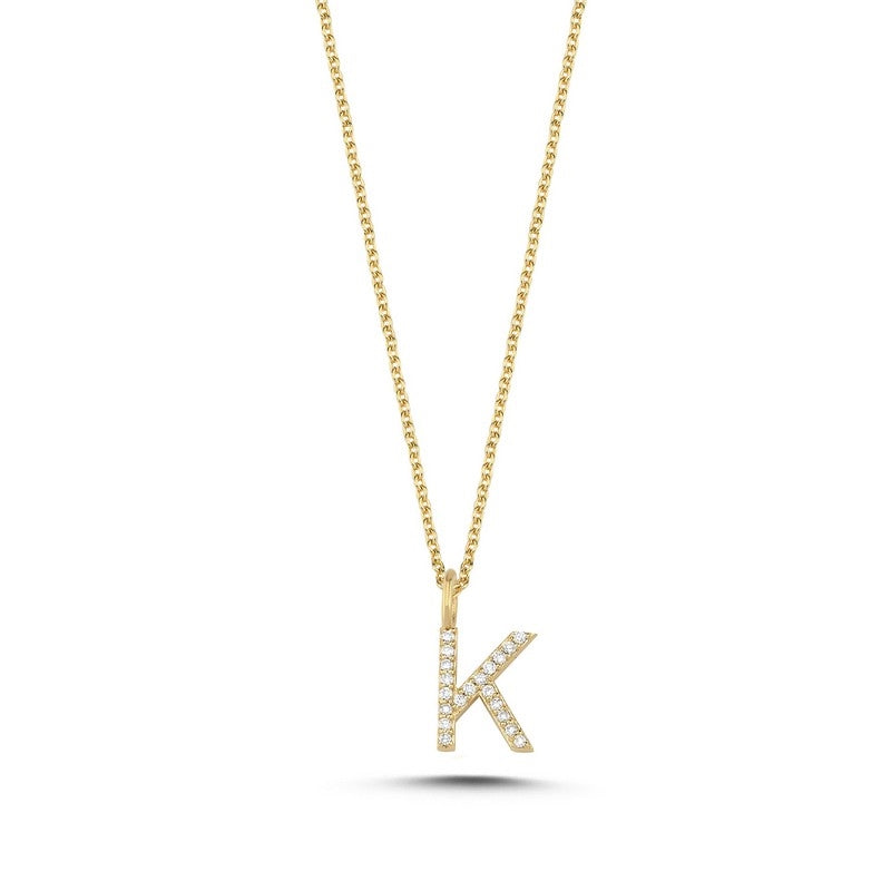 Buchstabenanhänger in 14 kt Gold mit insgesamt 0,035 - 0,115ct - 9,5 mm