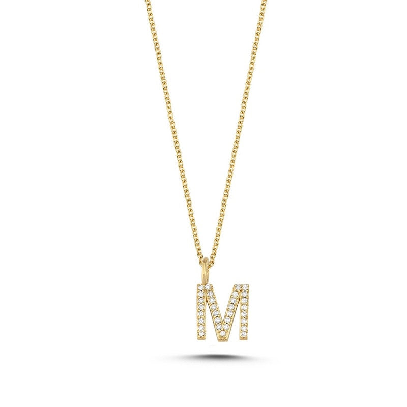 Buchstabenanhänger in 14 kt Gold mit insgesamt 0,035 - 0,115ct - 9,5 mm