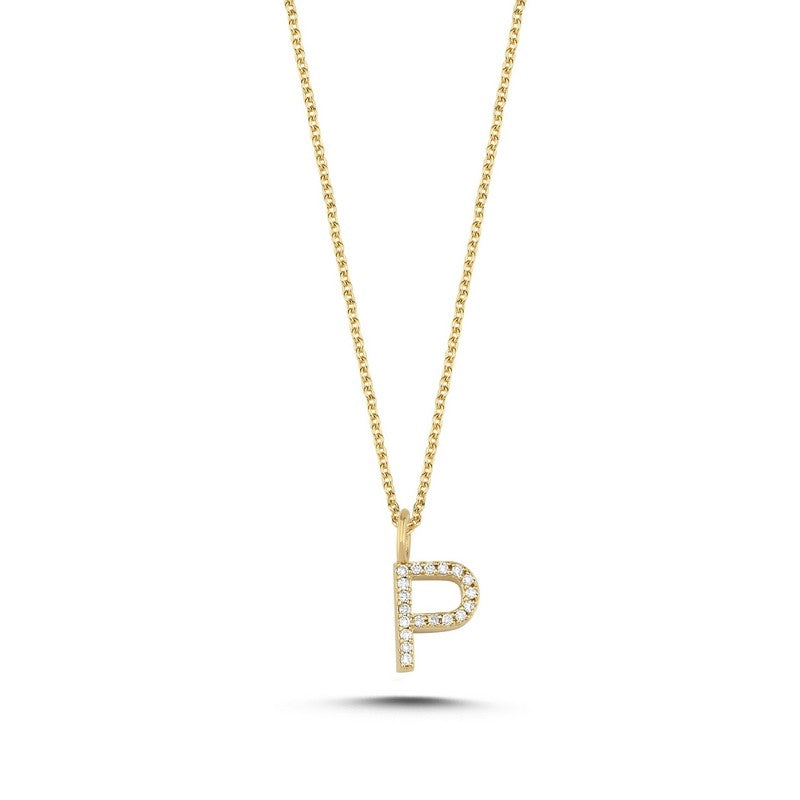Buchstabenanhänger in 14 kt Gold mit insgesamt 0,035 - 0,115ct - 9,5 mm