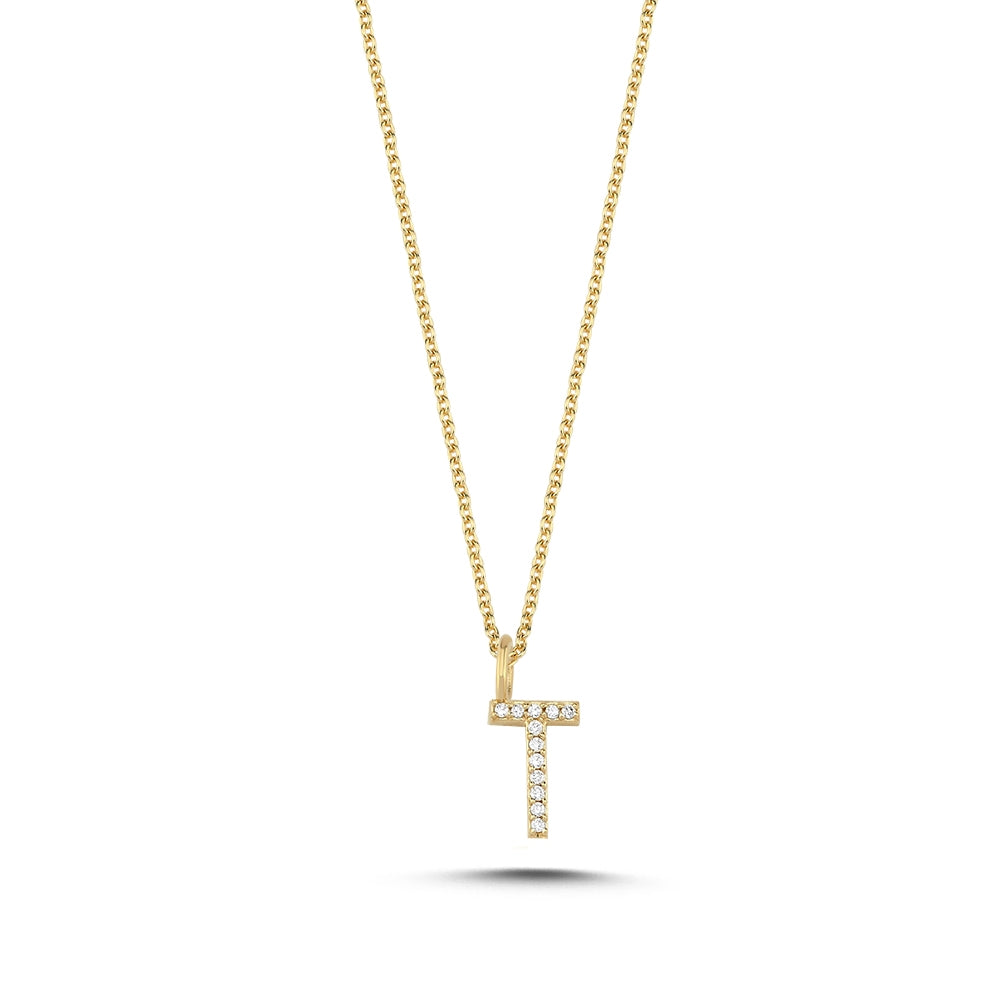 Buchstabenanhänger in 14 kt Gold mit insgesamt 0,035 - 0,115ct - 9,5 mm