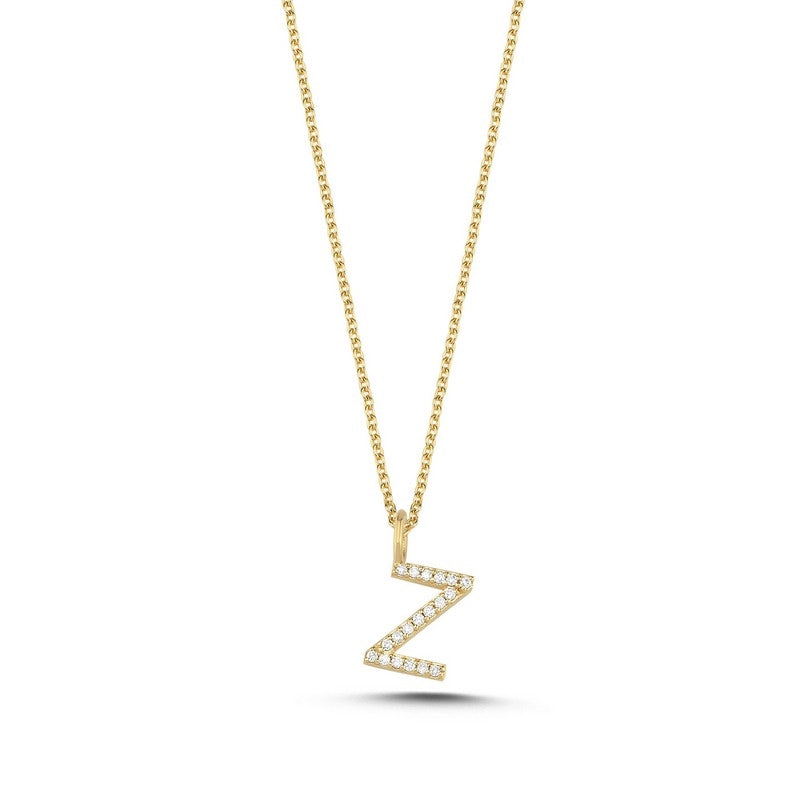 Buchstabenanhänger in 14 kt Gold mit insgesamt 0,035 - 0,115ct - 9,5 mm