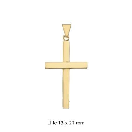 Breites Pfostenkreuz Anhänger in 8-14 kt Gold. 13x21mm - Klein