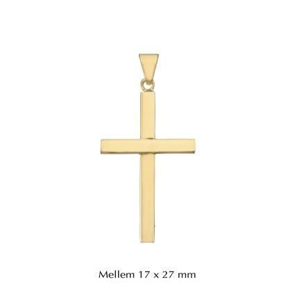 Breites Pfostenkreuz Anhänger in 8-14 kt Gold. 17 x 27 mm. Medium