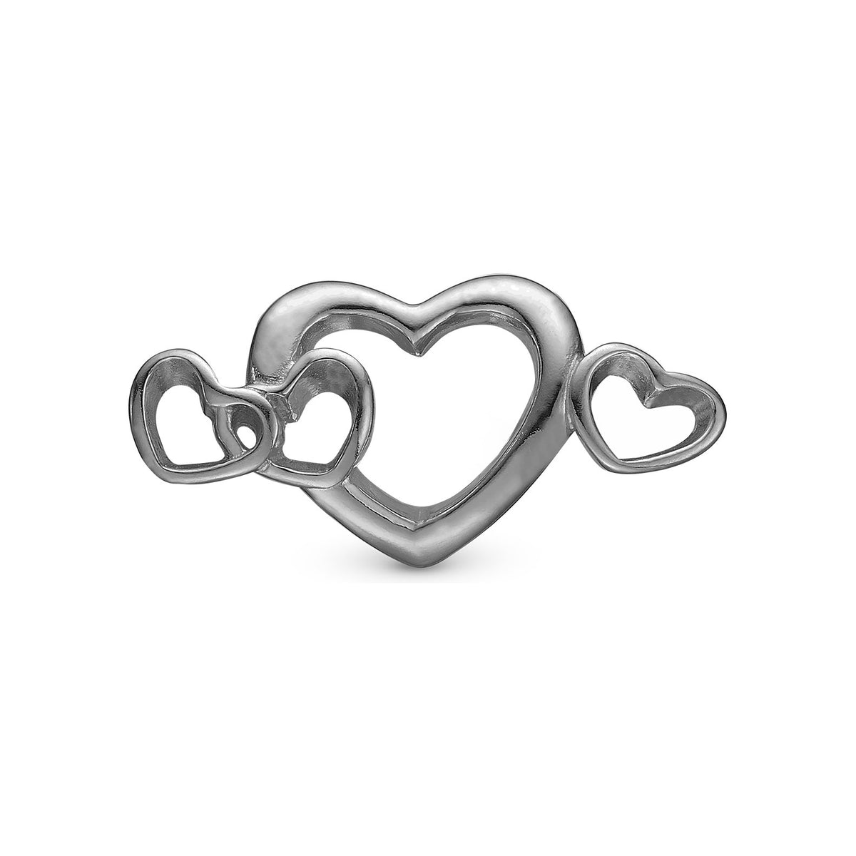 Christina 4 Hearts Love Charm aus schwarzem Silber für Lederarmband