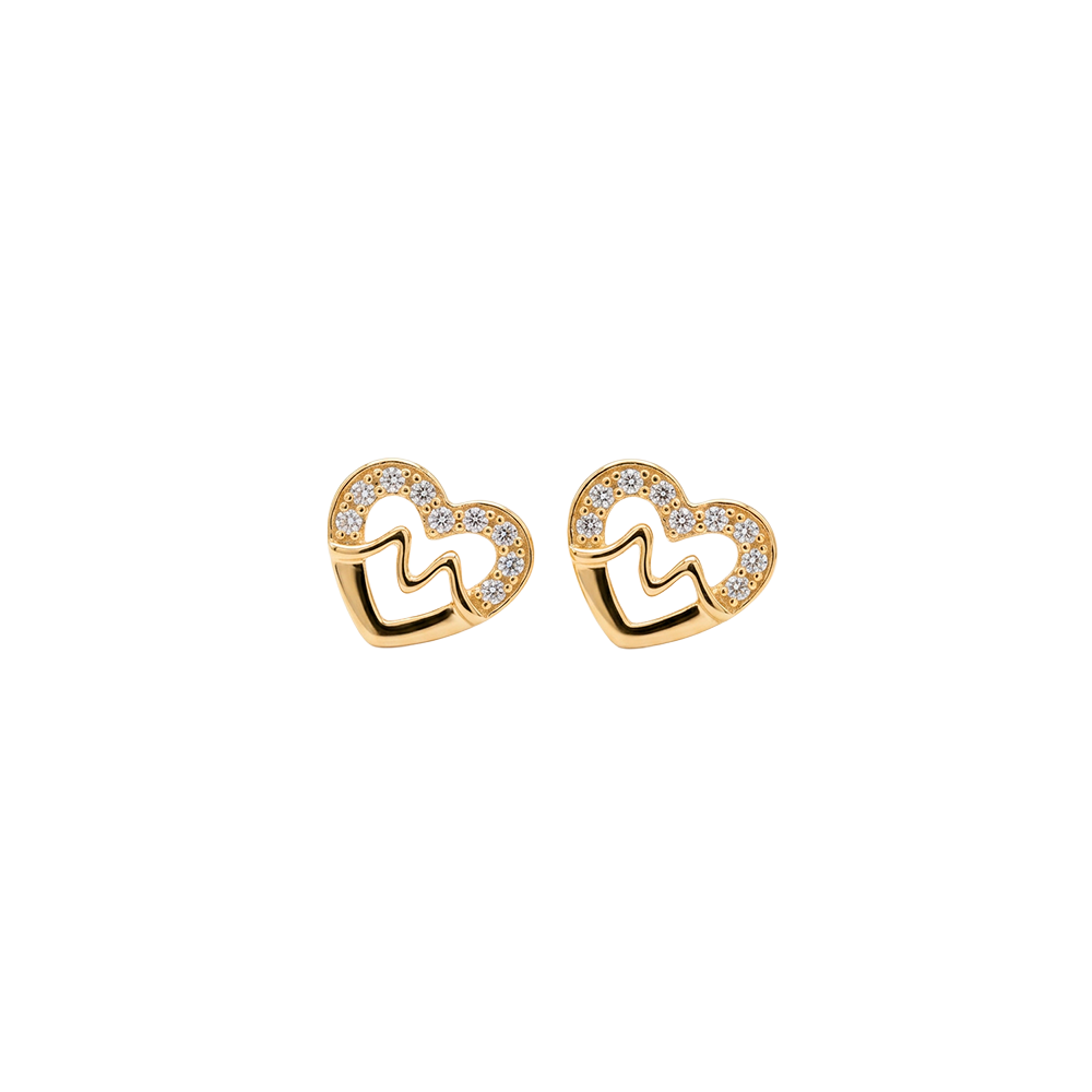 Elegante Christina Beating Heart Ohrringe aus vergoldetem Silber mit funkelnden Zirkonia, 8 × 8,5 mm