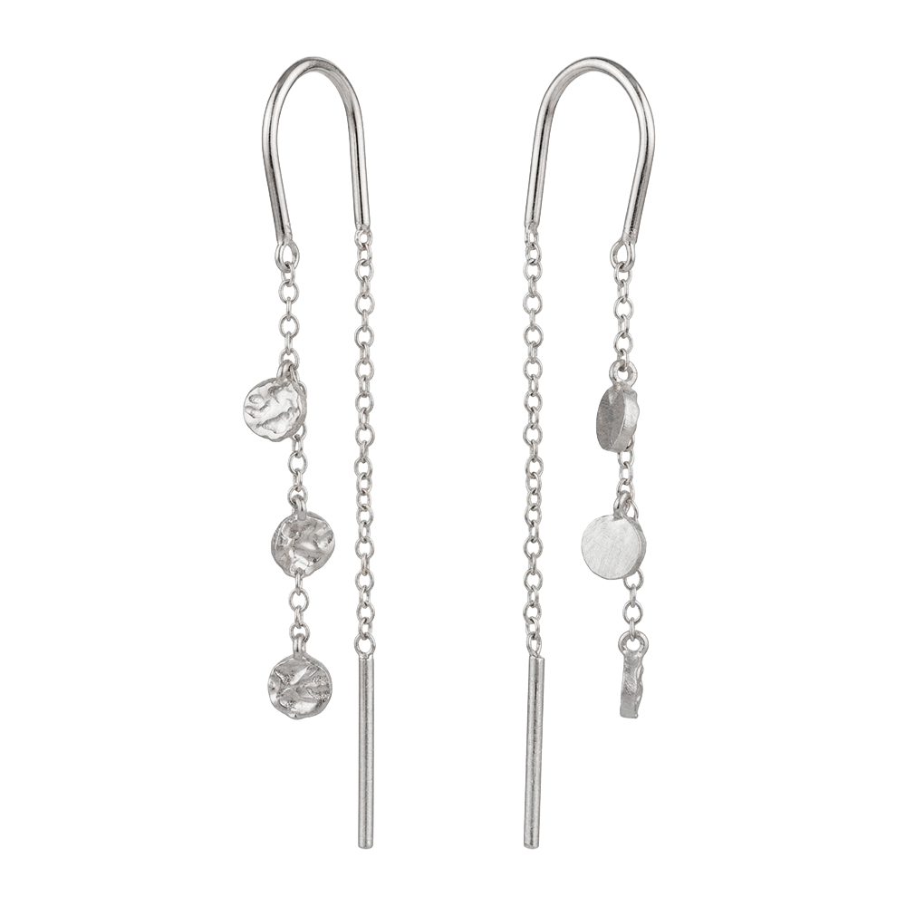 Christina „Dangling Spots“ Ketten-Ohrhänger aus elegant gebürstetem Silber
