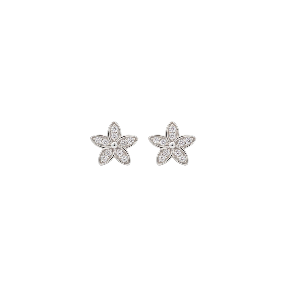 Elegante Christina Flower Heaven Ohrringe aus Silber mit funkelnden Zirkonia, 7 mm