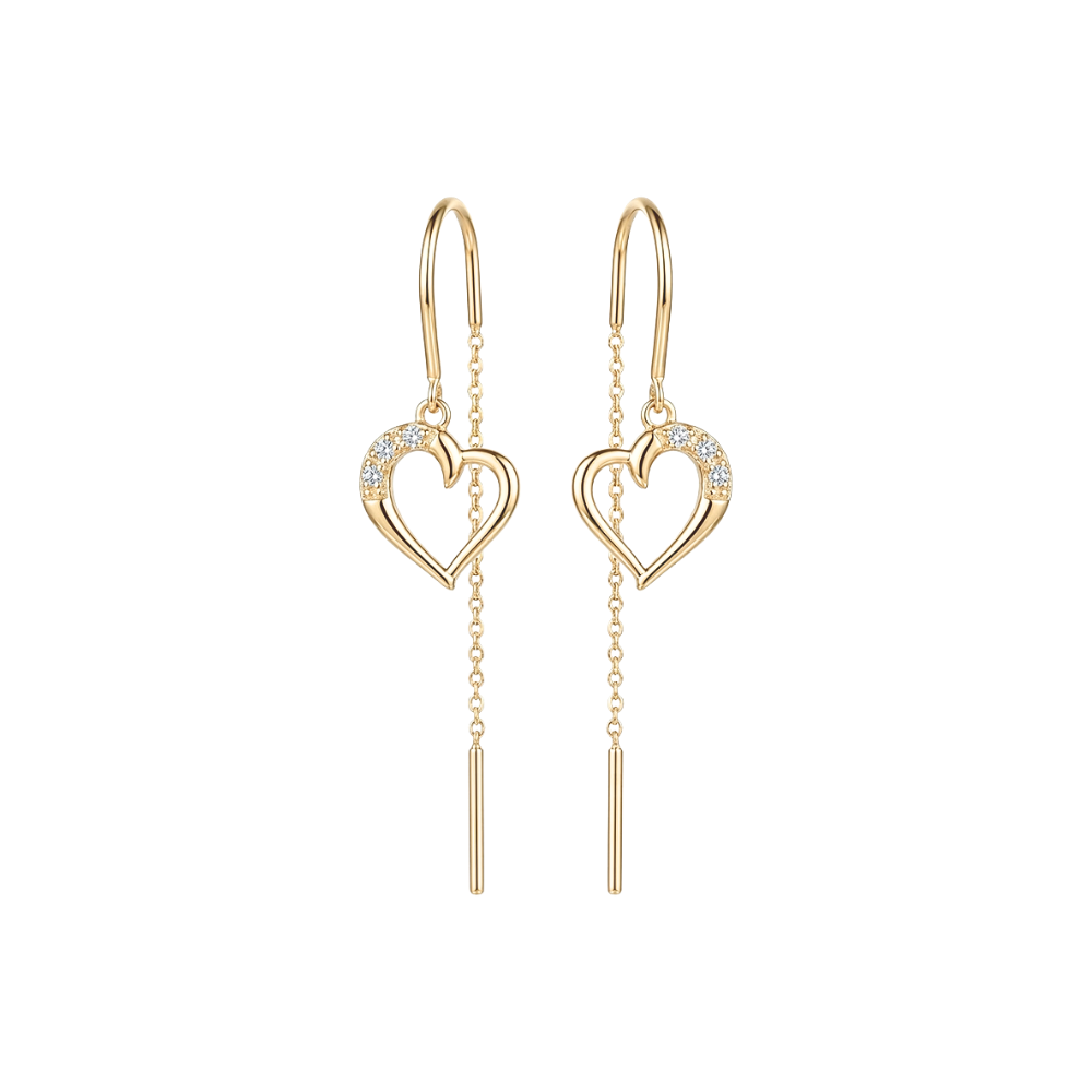 Elegante Christina Love Story Kettenohrringe aus vergoldetem Silber mit funkelnden Zirkonia