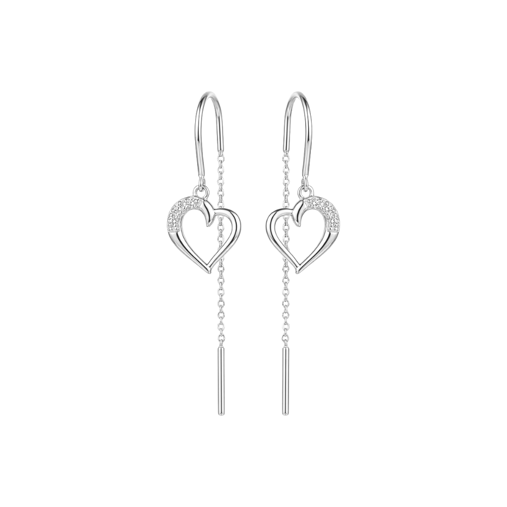 Christina Love Story Kettenohrringe aus elegantem Silber mit funkelnden Zirkonia