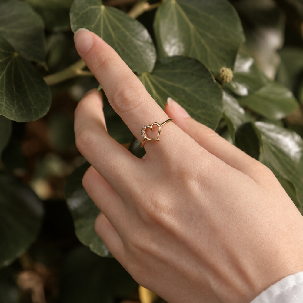 Christina Love Story ring i forgyldt sølv med zirkonia båret på model