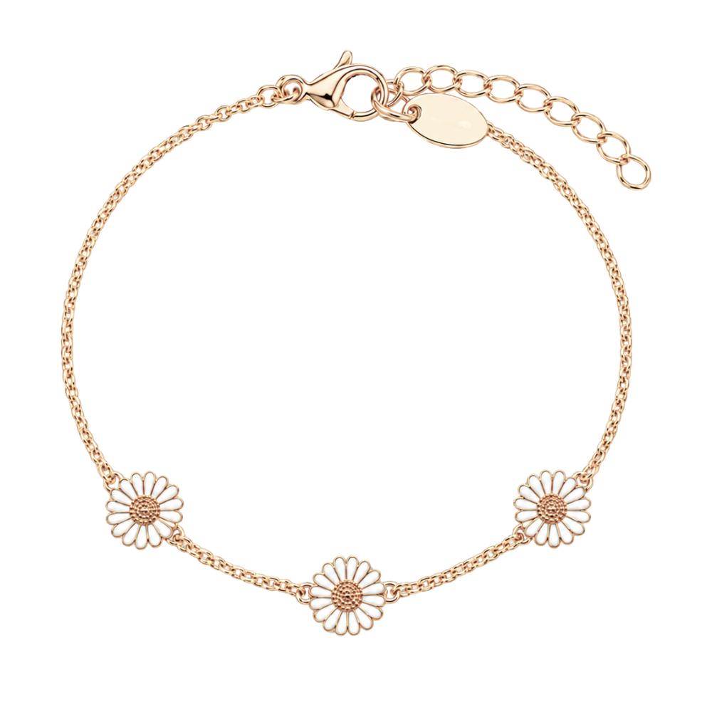 Elegantes Christina-Marguerite-Armband aus vergoldetem Silber mit weißer Emaille
