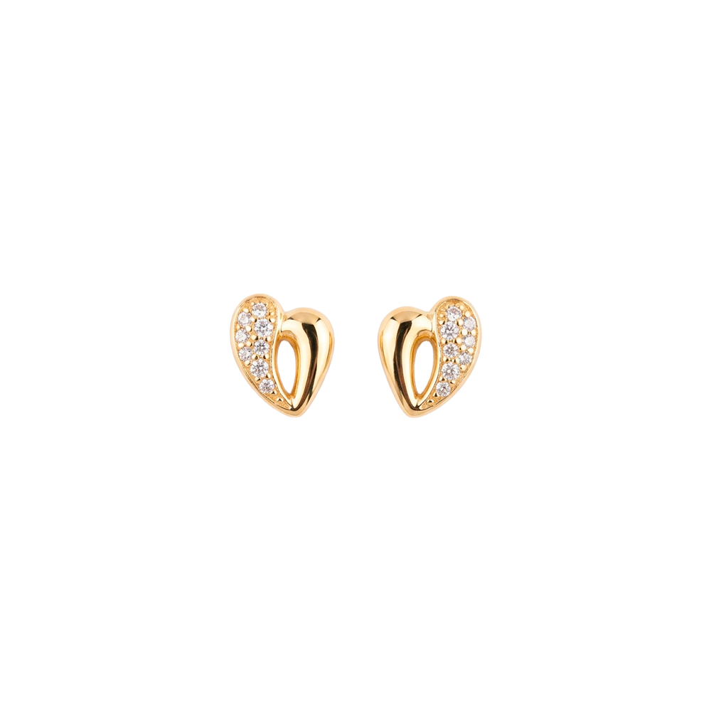 Elegante Christina My Heart Ohrringe aus vergoldetem Silber mit funkelnden Zirkonia, 9 × 7 mm