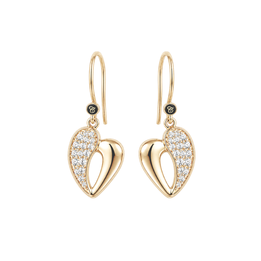 Christina My Heart Ohrringe aus vergoldetem Silber mit funkelnden Zirkonia und elegantem Ohrhaken