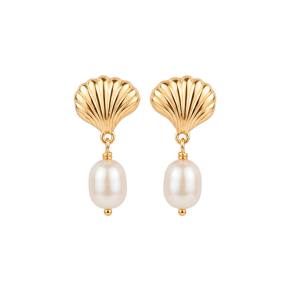 Elegante Christina Ocean Treasure Pearl Ohrringe aus vergoldetem Silber mit edlen Süßwasserperlen
