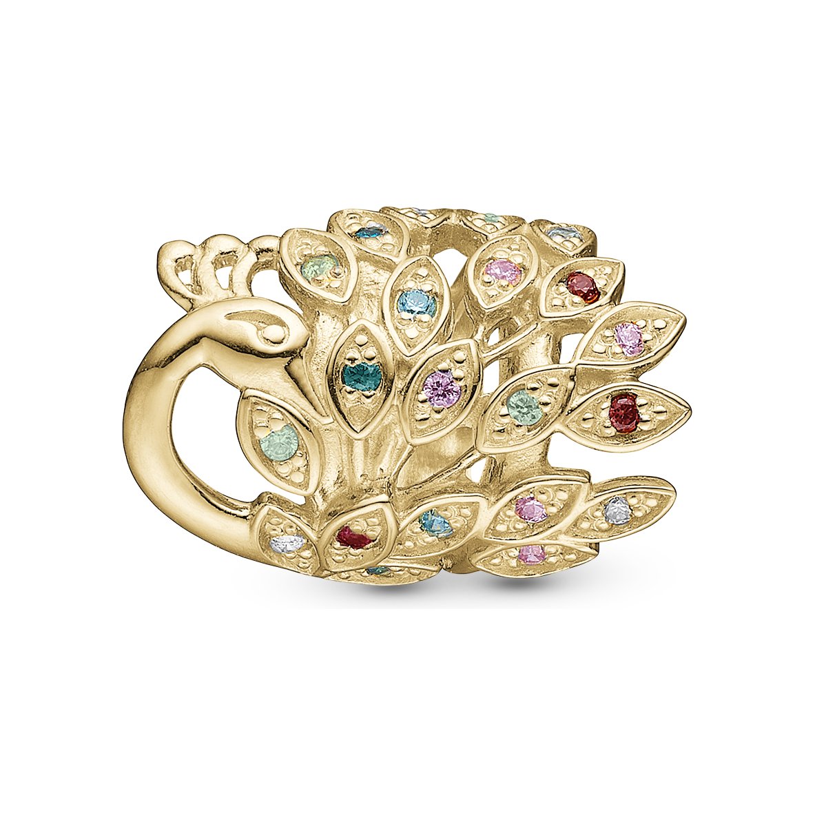 Christina Peacock Charm aus vergoldetem Silber mit Zirkonia für Lederarmband