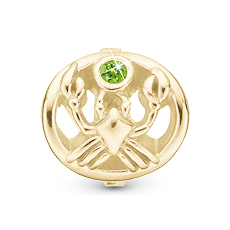 Christina Sternzeichen Krebs Charm aus vergoldetem Silber mit Peridot für Lederarmband