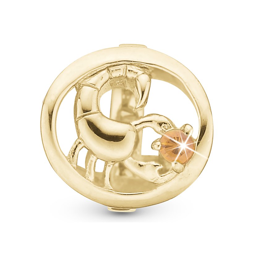 Christina Sternzeichen Skorpion Charm aus vergoldetem Silber mit Citrin für Lederarmband
