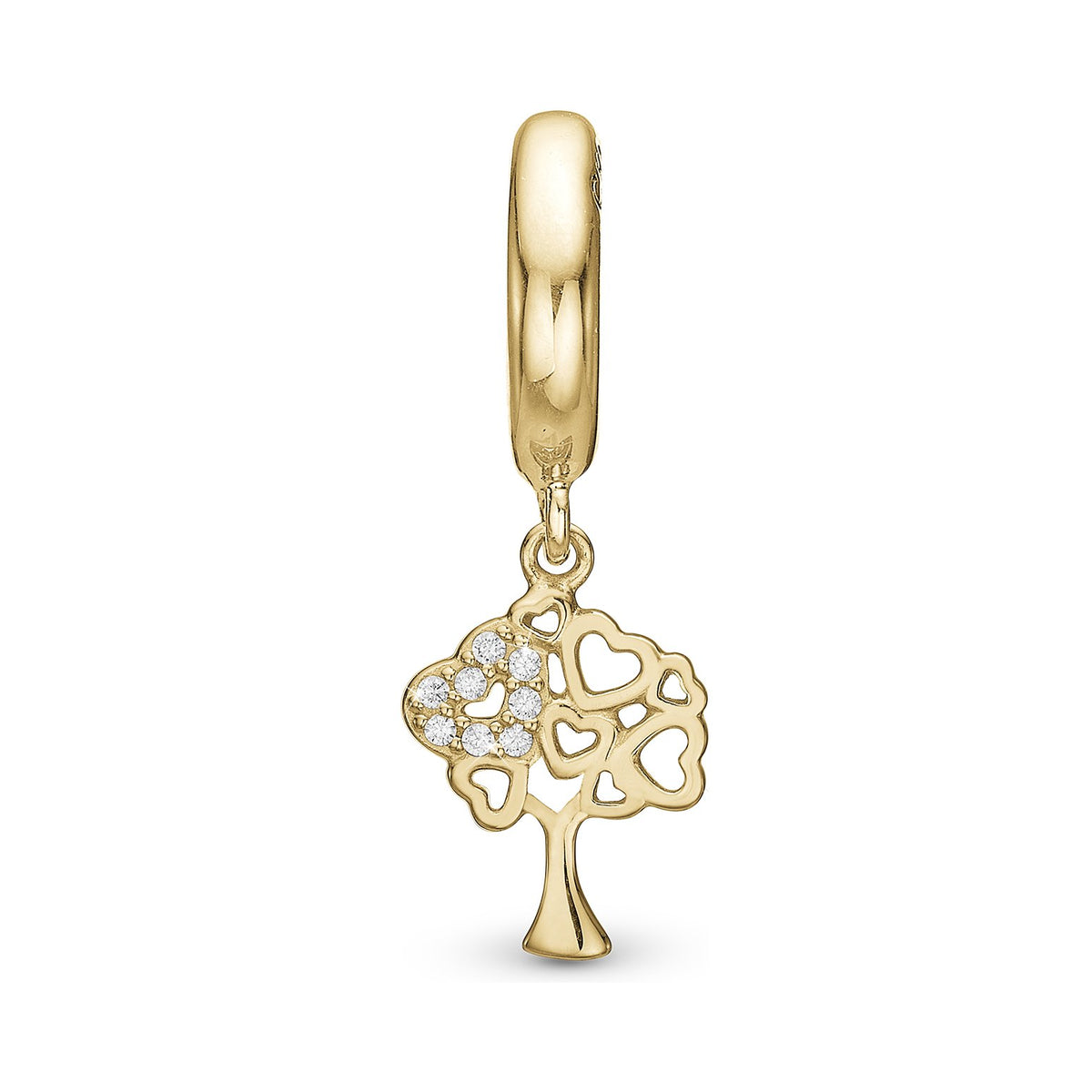 Christina Tree of Hearts Charm aus vergoldetem Silber mit Zirkonia für Lederarmband