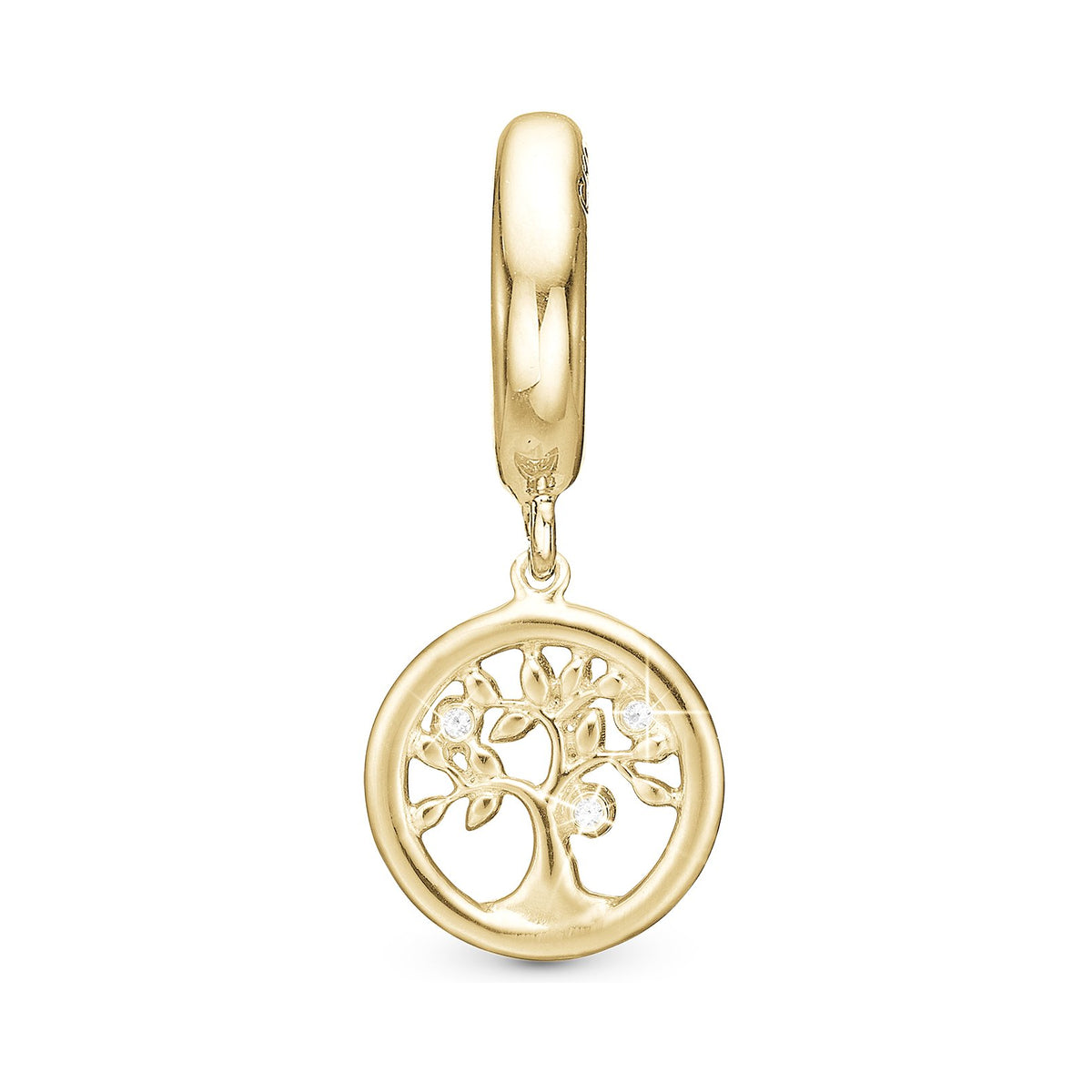 Christina Tree of Life Charm aus vergoldetem Silber mit Zirkonia für Lederarmband