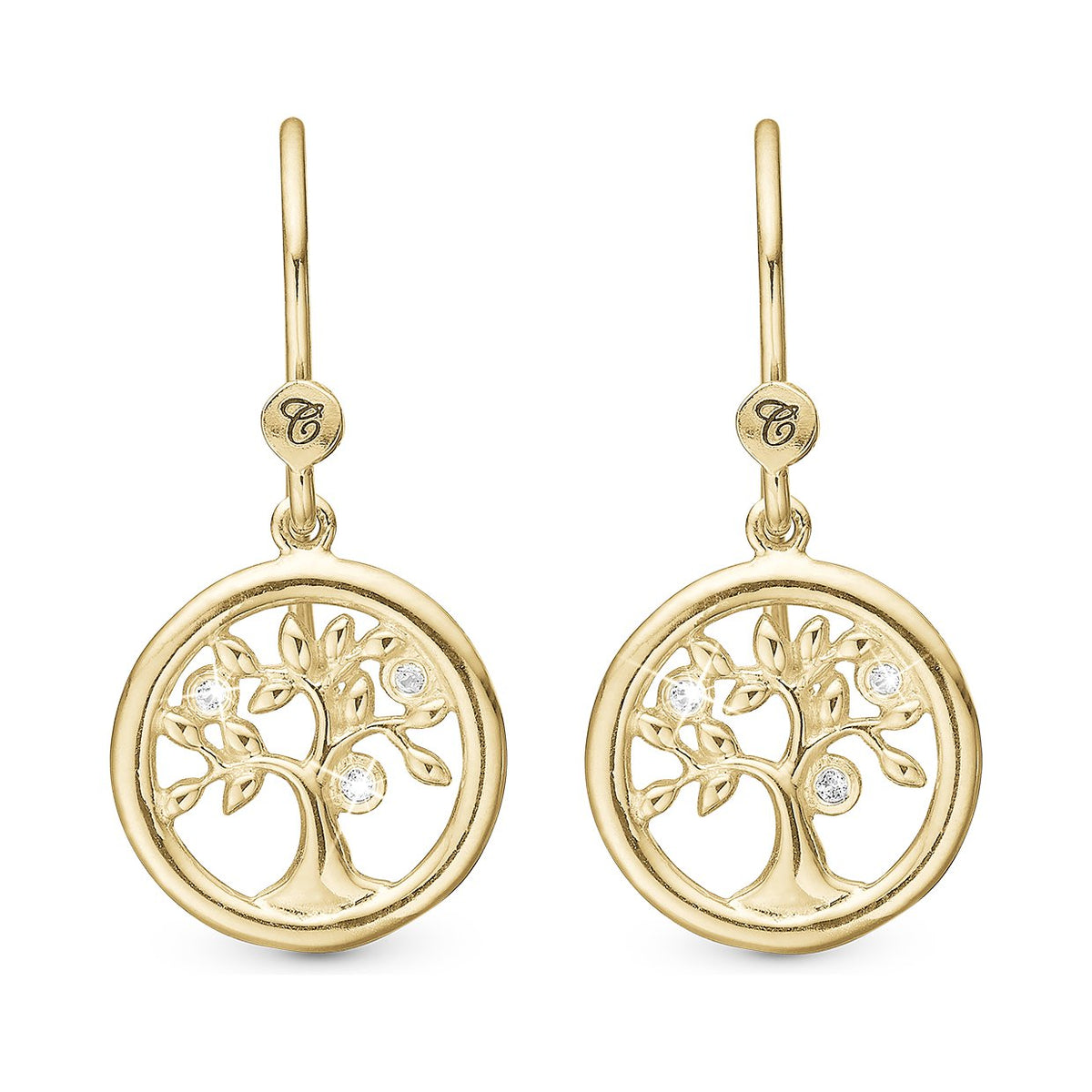 Christina Tree of Life Ohrringe aus vergoldetem Silber mit Topas und Ohrhaken