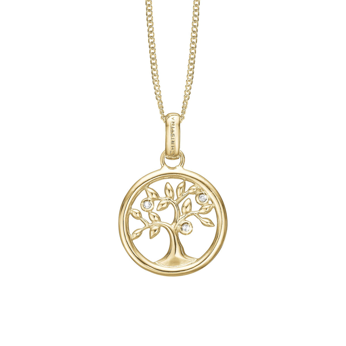 Christina Tree of Life Anhänger aus vergoldetem Silber mit Topas