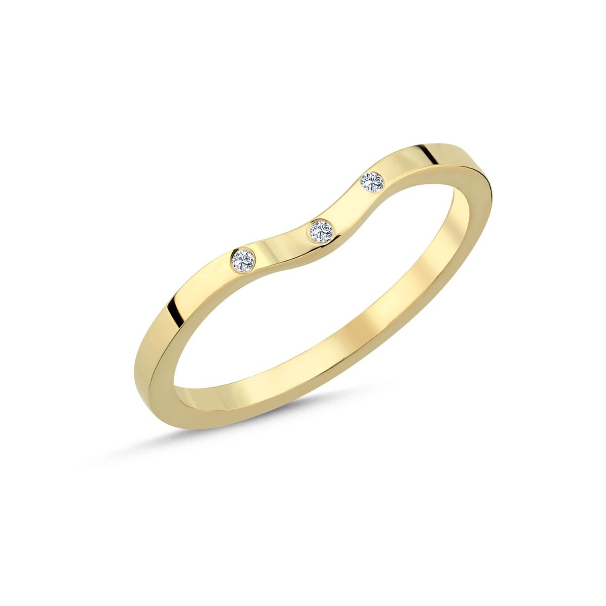Eleganter NURAN Combine Trauring aus 14-karätigem Gold mit drei raffinierten Brillanten à 0,005 ct in Wesselton VS