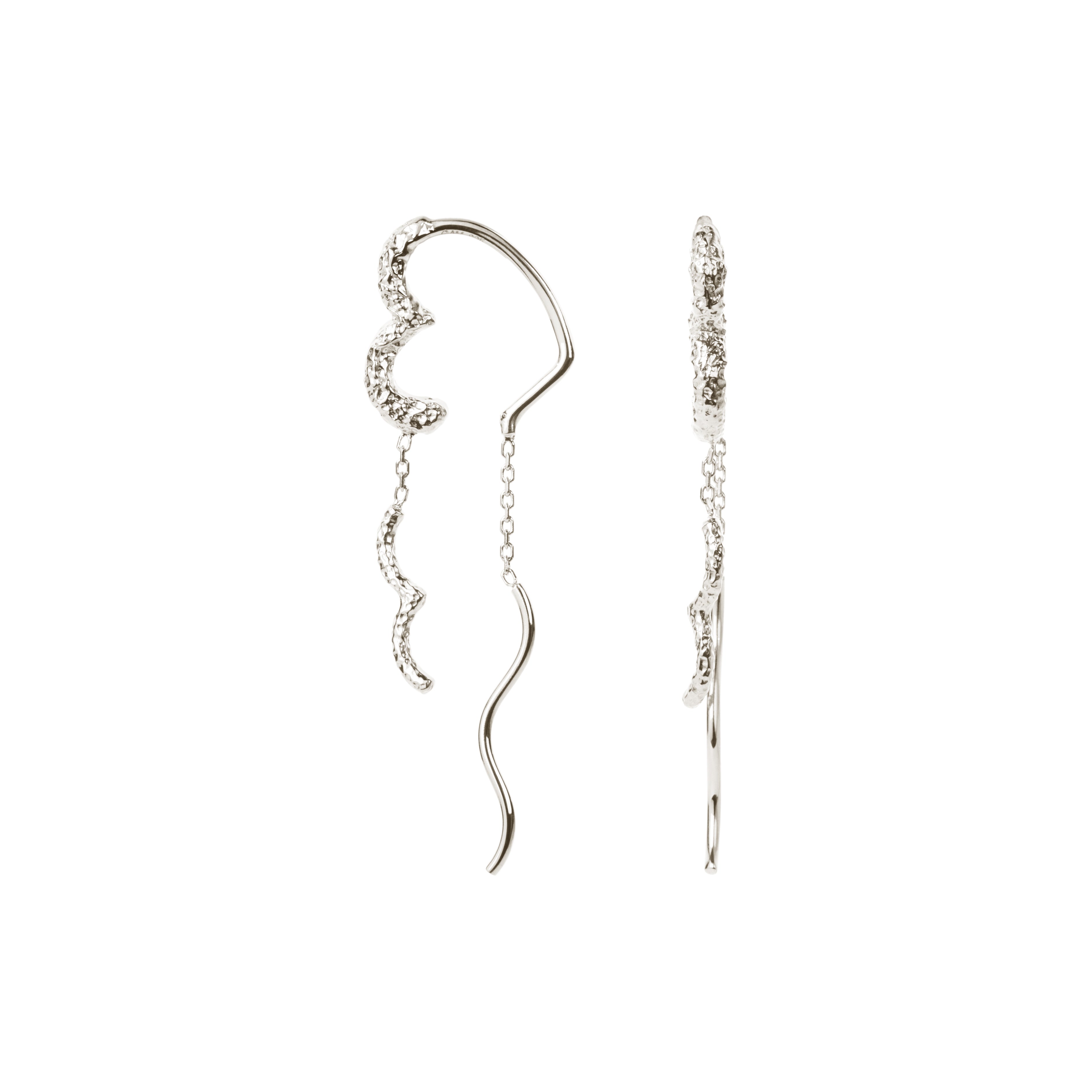 Camille Brinch Wavy Sparkly Heart Earlines aus Silber