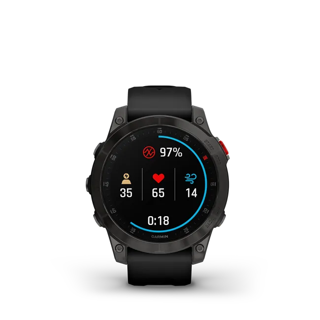 Garmin Epix Sapphire Gen 2 smartwatch i titanium med sort silikonerem og safirkrystalglas