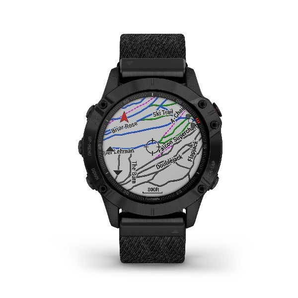 Garmin fēnix 6 - Pro og Sapphire, Sort DLC med meleret sort nylonrem