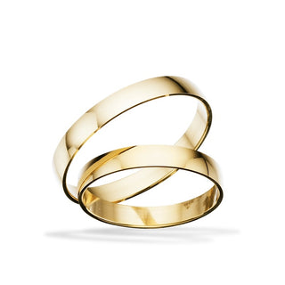 Klassiske Scrouples vielsesringe i 8 eller 14 kt guld med blank overflade – 3 mm brede