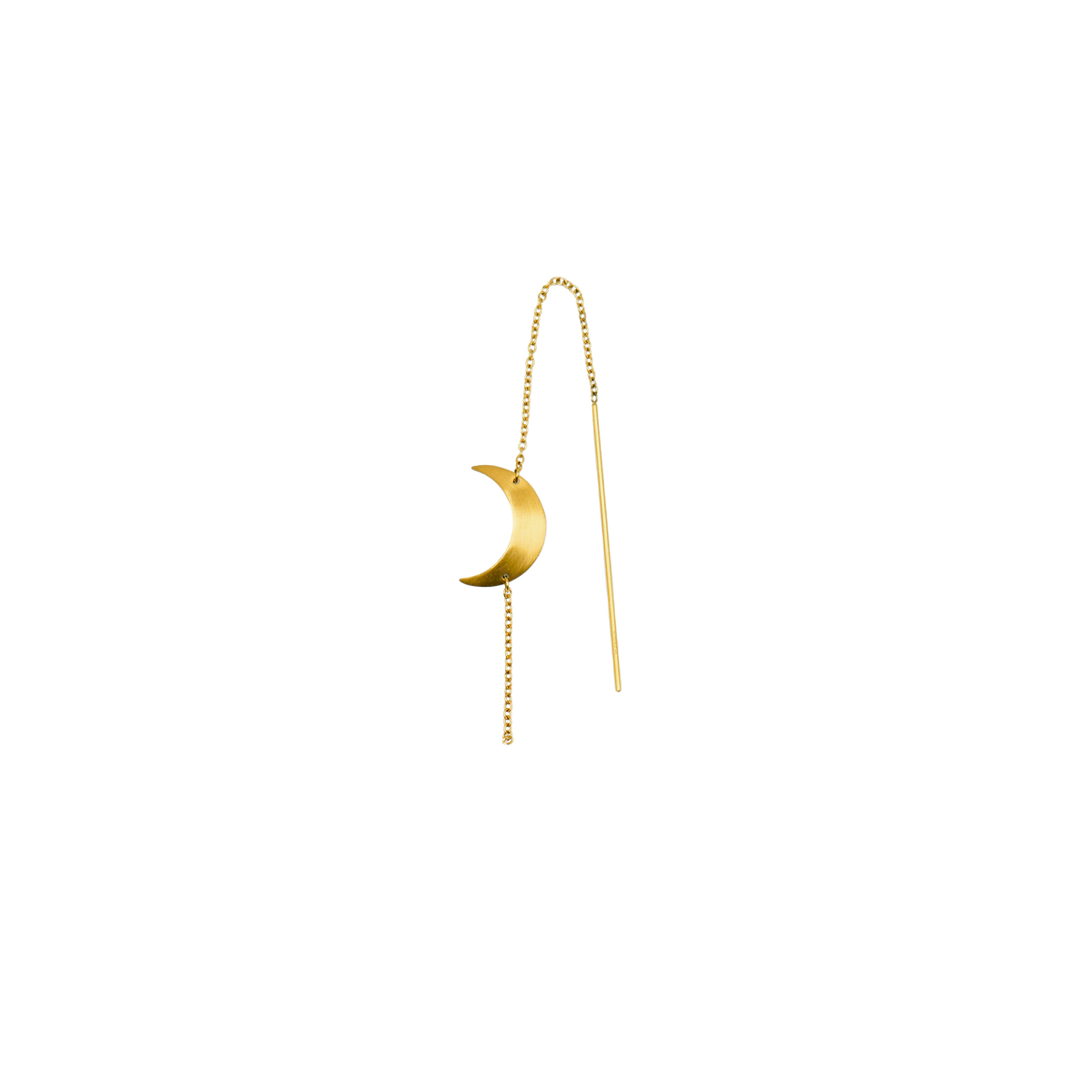 Eleganter Jane Kønig Big Half Moon Chain Ohrring aus vergoldetem Stahl