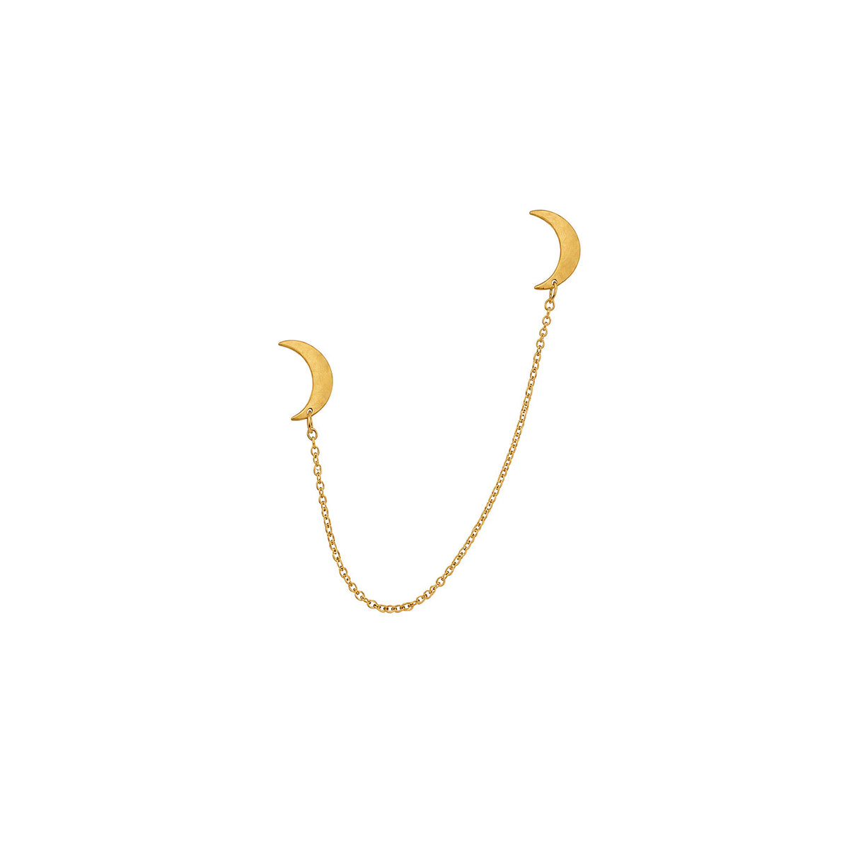 Eleganter Jane Kønig Double Half Moon Chain Ohrstecker aus vergoldetem Stahl