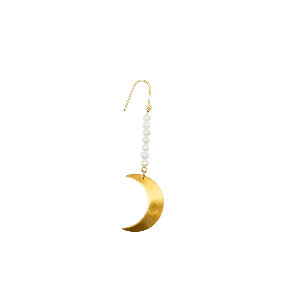 Eleganter Jane Kønig Half Moon Perlen-Ohrring aus vergoldetem Stahl
