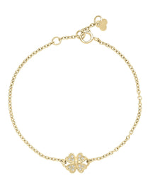 Armbånd med firkløvervedhæng og zirkonia i forgyldt sølv, Lund Copenhagen