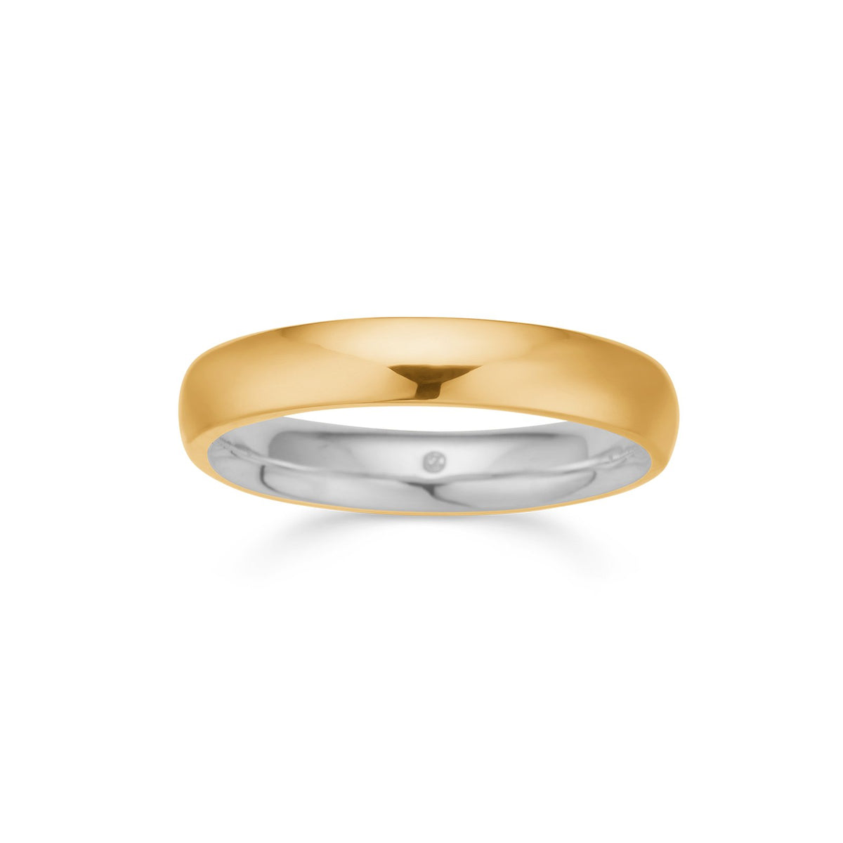 Mads Z glat herrering 4 mm i 14 kt. guld med sølvkerne, til sættet med hamret damering