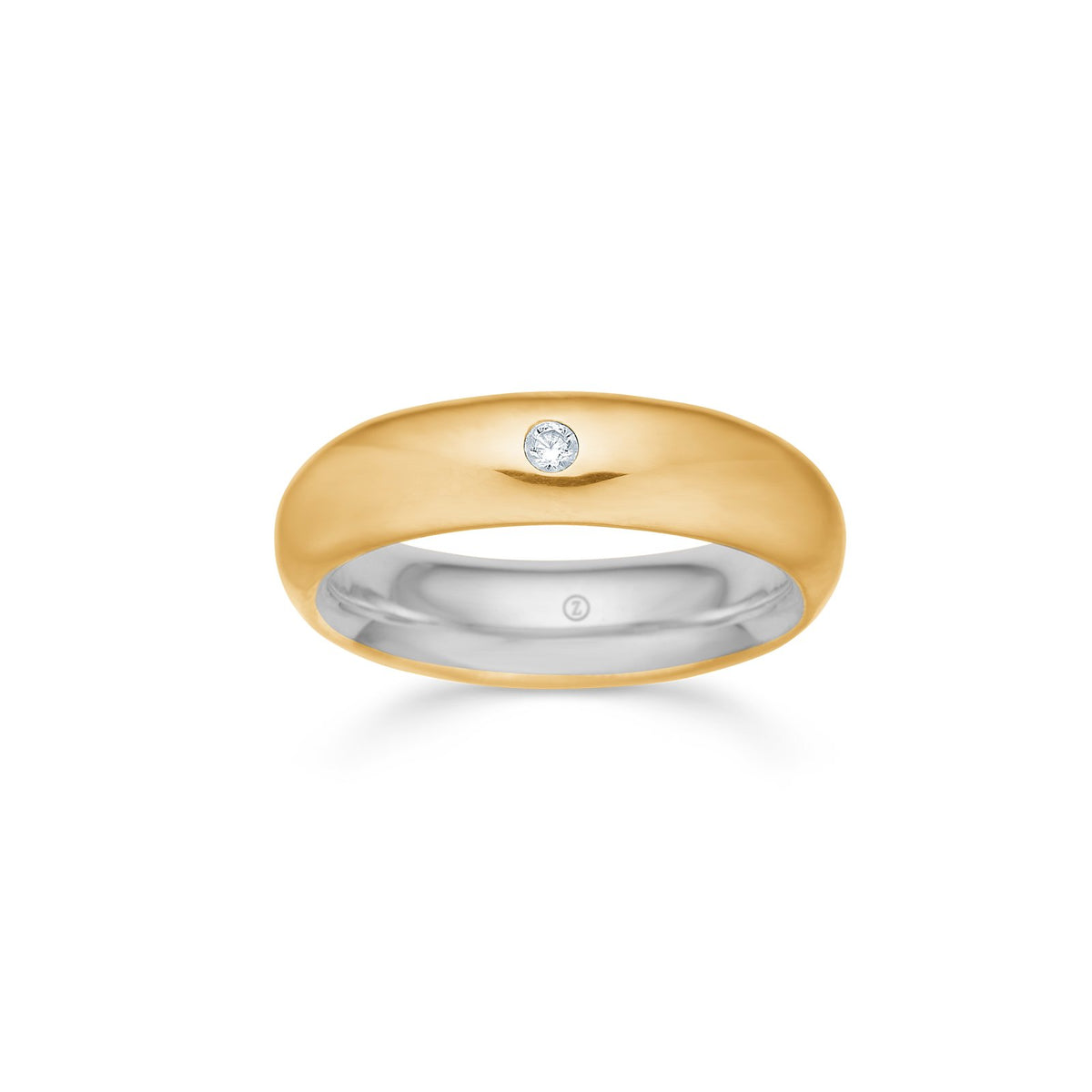 Mads Z damering 5 mm med diamant i 14 kt. guld med sølvkerne