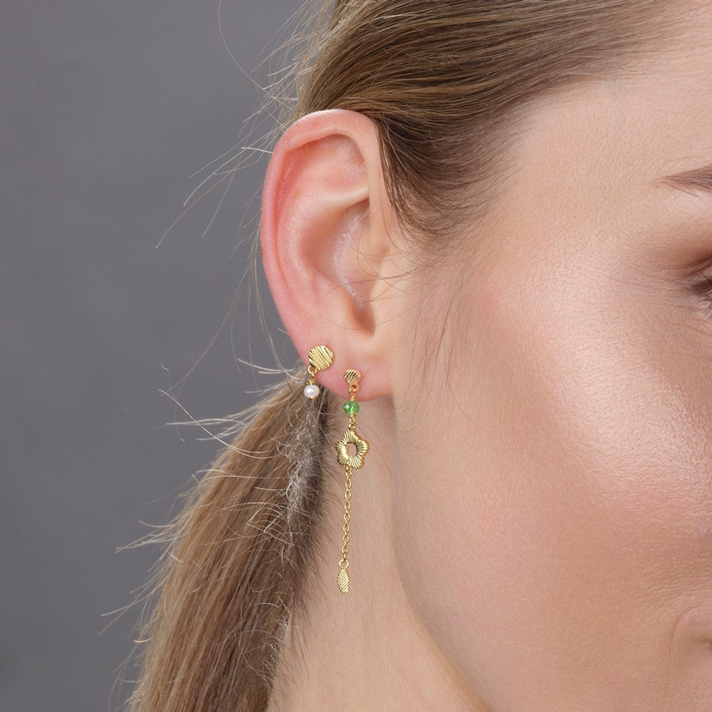 Nordahl Jewellery - Øreringe i forgyldt sølv RIPPLES52 båret af model