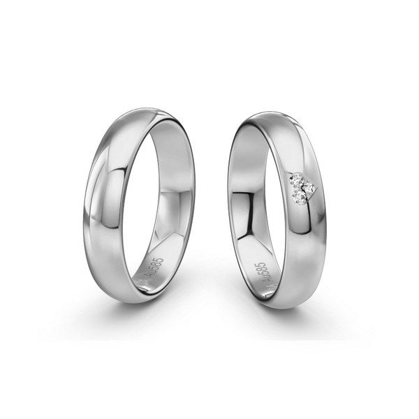 Vielsesringe i 14 kt. hvidguld med 0,021 ct. brillanter i hjerte-mønster fra Siersbøl Wedding – profil 1