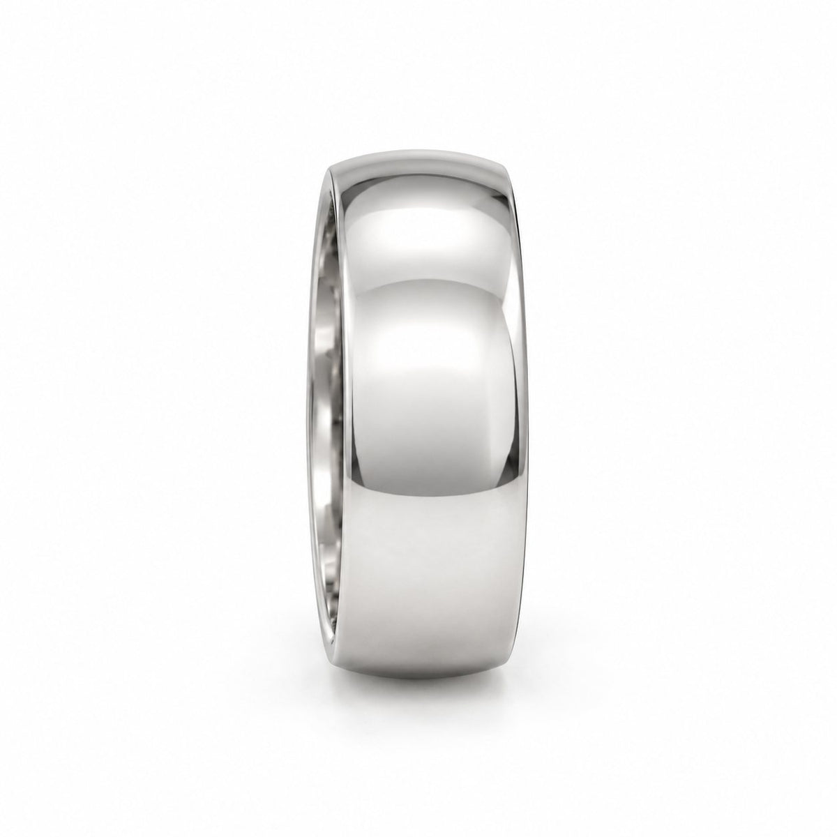 Ricos glatter Ring aus 8 mm rostfreiem Edelstahl mit abgerundetem Profil vor weißem Hintergrund