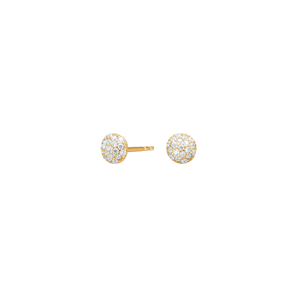 Ørestikker med kugleform og central zirkonia, 8 kt guld