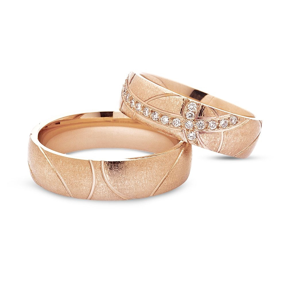 Nuran vielsesringe i 14 kt rosaguld med 0,19 ct brillanter