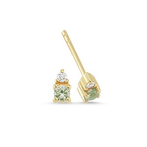 Petit round - Ohrringe mit grünem Saphir aus 14 kt. Gold | Ø1110