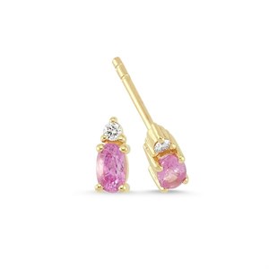 Petit oval - Ohrringe mit rosa Saphiren aus 14 kt. Gold | Ø1111