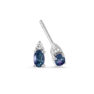 Petit oval - Ohrringe mit blauem Saphir aus 14 kt. Weißgold | Ø1111