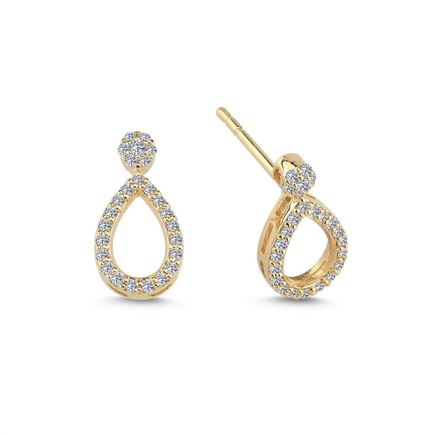 Die eleganten Mira Diamantohrringe sind aus 14 kt. Gold gefertigt