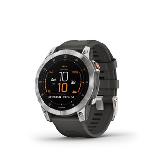 1 GARMIN - Epix Gen 2 Smartwatch in Slate Steel mit Silikonarmband