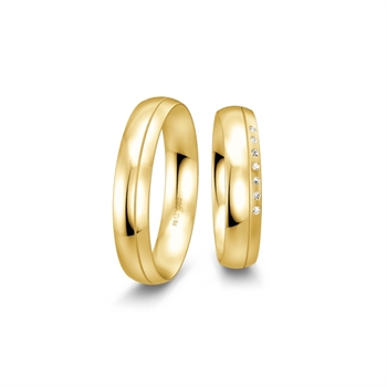 Eheringe in 9–14 kt Gold mit 0,22 ct im Labor gezüchteten Diamanten in Sternenstaub
